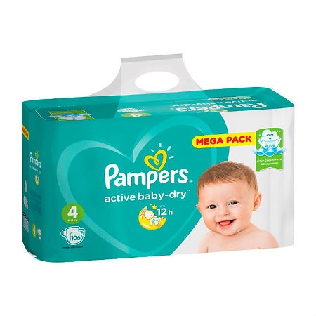 Подгузники Памперс (Pampers) Active Baby-Dry 9-14 кг р.4 106 шт.