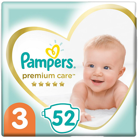 Подгузники Памперс (Pampers) Premium Care 6-10 кг р.3 52 шт