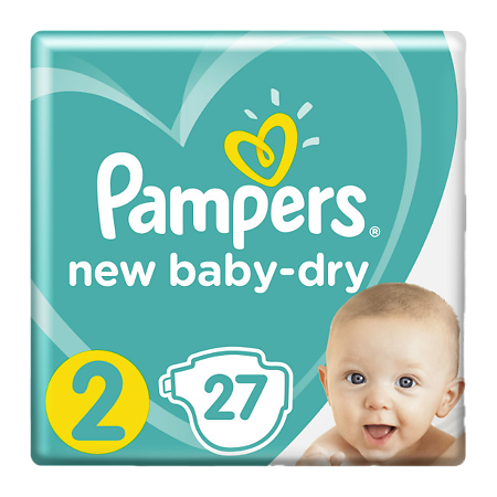 Изображение товара Подгузники Pampers New Baby-Dry 4-8 кг р2 27 шт для новорожденных