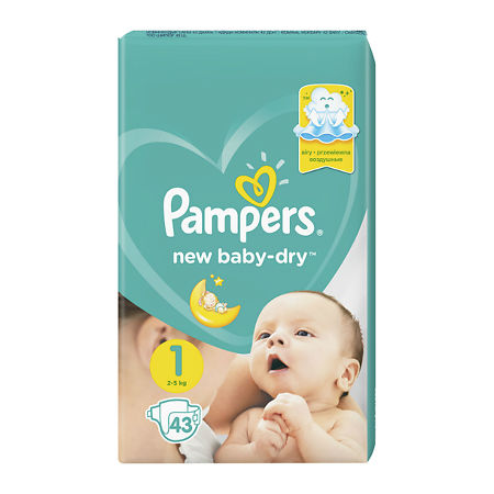 Подгузники Памперс (Pampers) New Baby-Dry 2-5 кг р.1 43 шт