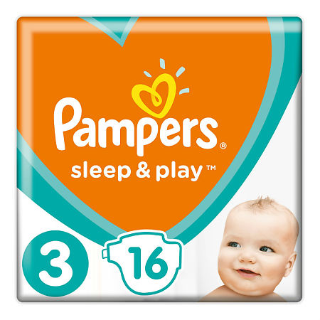 Подгузники Памперс (Pampers) Sleep & Play 6-10 кг р.3 16 шт.