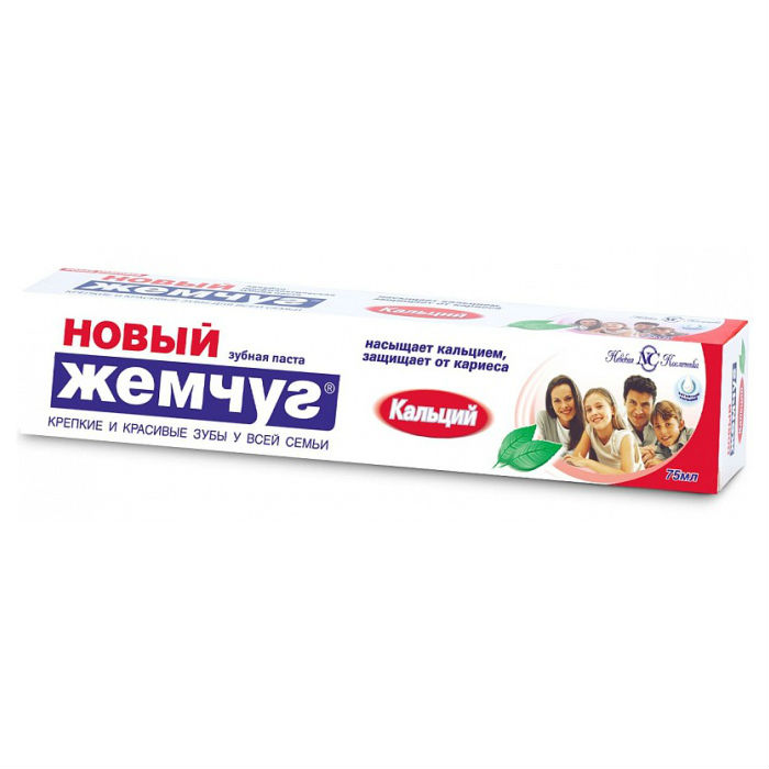 Изображение товара Новая Жемчуг Зубная паста Кальций 75 мл для укрепления эмали и свежести дыхания Изображение товара Новая Жемчуг Зубная паста Кальций 75 мл для укрепления эмали и свежести дыхания