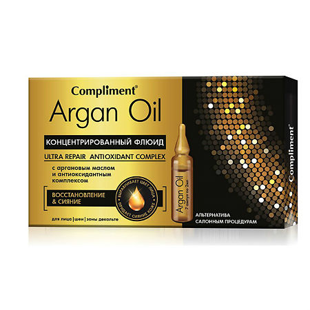 Compliment Argan Oil Флюид для лица, шеи и декольте Восстановление&Cияние 2 мл 7 шт