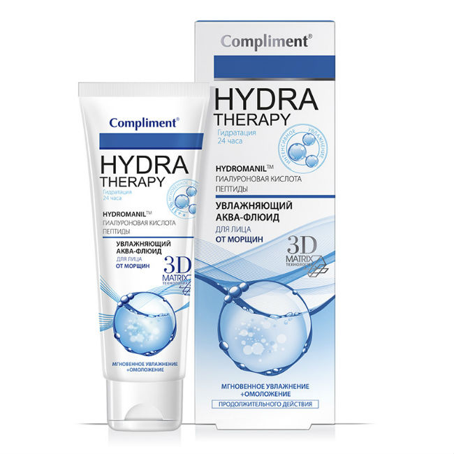 Изображение товара Compliment Hydra Therapy Увлажняющий аква-флюид для лица от морщин 50 мл 1 шт Изображение товара Compliment Hydra Therapy Увлажняющий аква-флюид для лица от морщин 50 мл 1 шт