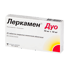 Купить Леркамен Дуо таблетки покрыт.плен.об. 10 мг+10 мг 28 шт цена