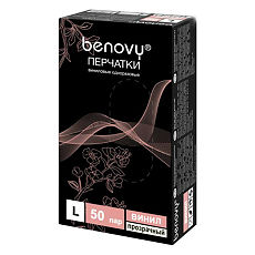 Купить Бенови (Benovy) Перчатки виниловые прозрачные р L 50 пар цена