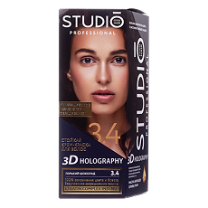 Купить Studio 3D Golografic Краска для волос 3.4 Горький шоколад 50/50/15мл 1 шт цена
