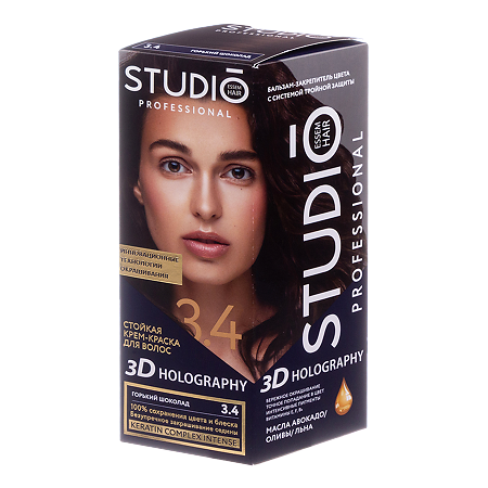Studio 3D Golografic Краска для волос 3.4 Горький шоколад 50/50/15мл 1 шт