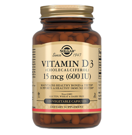 Изображение товара Solgar Витамин D3 600 МЕ капсулы для поддержания иммунитета костей
