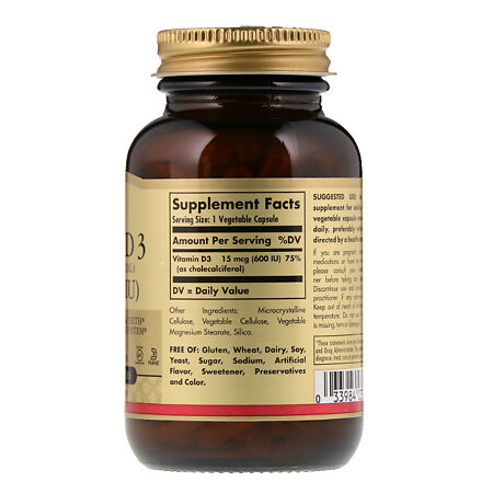 Солгар Витамин D3 капсулы 600 МЕ, 120 шт