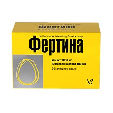 Купить Фертина Инозит 1000 мг Фолиевая кислота 100 мкг пакетики-саше массой 3 г 30 шт цена