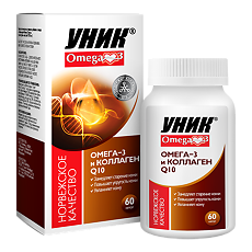 Купить Уник Омега-3 и Коллаген,Коэнзим Q10 капсулы массой 700 мг 60 шт цена
