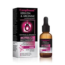 Изображение товара Compliment Кератин&Аргинин Флюид против ломкости кончиков для истонченных и секущихся волос 25 мл 1 шт