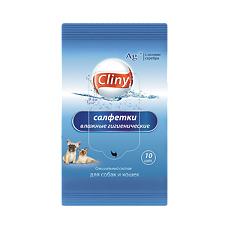 Изображение товара Cliny Влажные гигиенические салфетки для собак и кошек 10 шт