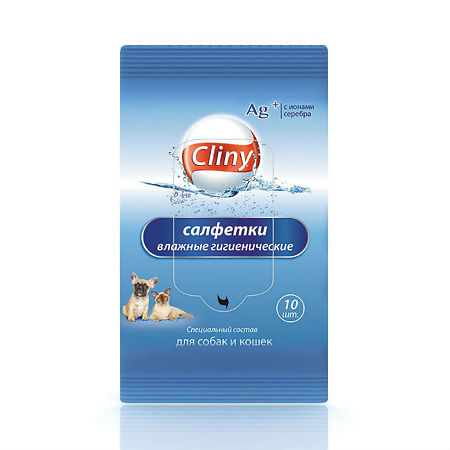 Cliny Влажные гигиенические салфетки для собак и кошек 10 шт