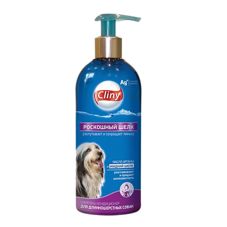 Cliny Шампунь-кондиционер Роскошный Шелк для длинношерстных собак 300 мл