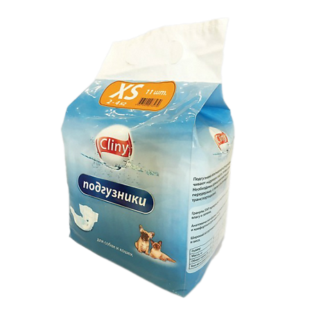 Cliny Подгузники для собак и кошек XS (2- 4кг) 11 шт