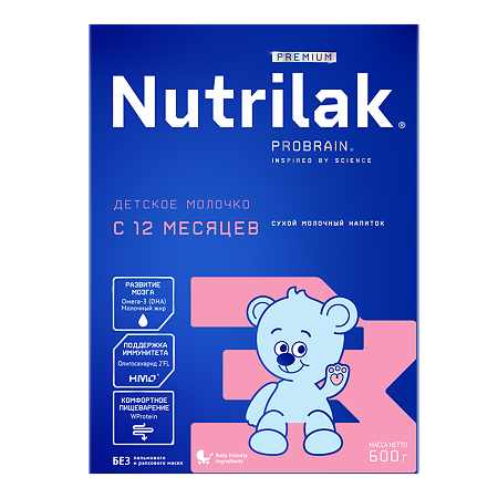 Nutrilak Premium 3 Детское молочко сухой молочный напиток с 12 мес 600 г 1 шт