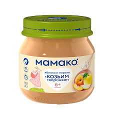 Купить Мамако пюре яблоко  персик и козий творожок 6 мес. 80 г 1 шт цена