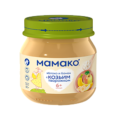 Изображение товара Мамако пюре яблоко банан и козий творожок 6 мес. 80 г 1 шт