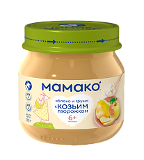 Купить Мамако пюре яблоко груша и козий творожок 6 мес. 80 г 1 шт цена