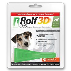 Купить Rolf Club 3D Капли на холку для собак 4-10 кг пипетка 1 шт цена
