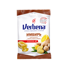 Изображение товара Вербена / Verbena Имбирь карамель леденцовая с начинкой массой 3,2 г 1 уп