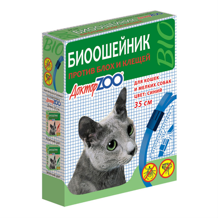 Изображение товара Детский биоошейник Доктор Zoo против блох и клещей 35 см синий