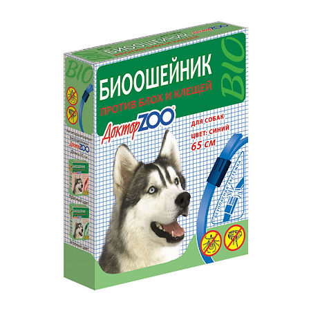 Доктор Zoo Биоошейник против блох и клещей для собак 65 см синий