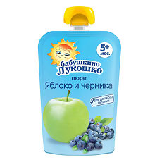 Купить Бабушкино Лукошко пюре яблоко и черника 5 мес. 90 г 1 шт цена