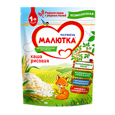 Изображение товара Малютка каша безмолочная рисовая с 4 мес. 200 г 1 шт