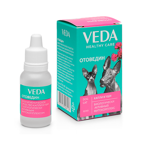 Отоведин капли в уши с акарицидным фитокомплексом для собак и кошек 10 мл
