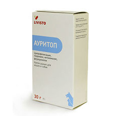 Купить Ауритоп капли ушные для кошек и собак флакон 30 мл (вет) цена