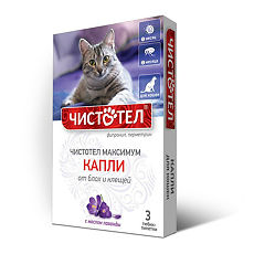 Купить Чистотел Максимум капли от блох и клещей для кошек тюбик-пипетки раствор для наружного применения 3 шт цена