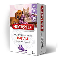 Купить Чистотел Максимум капли от блох и клещей для собак и кошек флакон-капельница раствор для наружного применения 5 мл 1 шт цена
