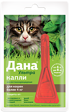 Купить Дана Ультра капли на холку для кошек более 4 кг пипетка 0,64 мл 1 шт цена
