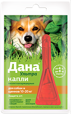 Купить Дана Ультра капли на холку для собак и щенков 10-20 кг пипетка 1,6 мл 1 шт цена