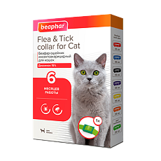 Купить Беафар (Beaphar) Flea & Tick Collar Ошейник для кошек зеленый от блох 6 мес. и клещей 6 мес. 35 см цена