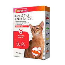 Купить Беафар (Beaphar) Flea & Tick Collar Ошейник для кошек оранжевый от блох 6 мес. и клещей 6 мес. 35 см 1 шт. цена