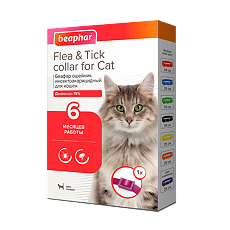 Купить Беафар (Beaphar) Flea & Tick Collar Ошейник для кошек фиолетовый от блох 6 мес. и клещей 6 мес. 35 см 1 шт. цена