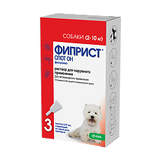 Купить Фиприст Спот Он капли на холку для собак 2-10 кг 0,67 мл 3 шт цена
