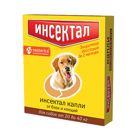 Инсектал капли от блох и клещей для собак от 20 до 40 кг пипетка (ВЕТ) 2,9 мл 1 шт