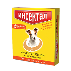 Купить Инсектал капли от блох и клещей для собак от 4 до 10 кг пипетка (ВЕТ) 0,8 мл 1 шт цена