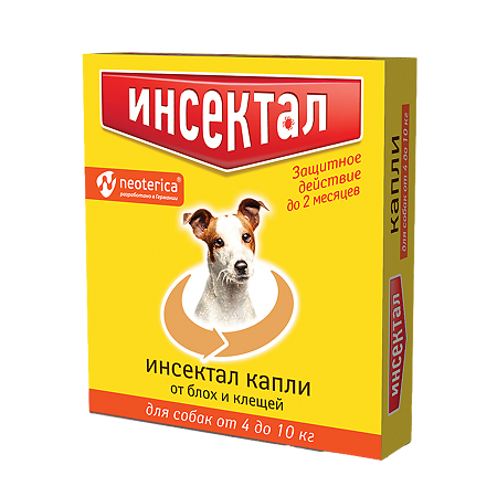 Инсектал капли от блох и клещей для собак от 4 до 10 кг пипетка (ВЕТ) 0,8 мл 1 шт