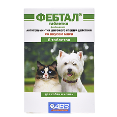 Купить Фебтал для собак и кошек таблетки 6 шт цена