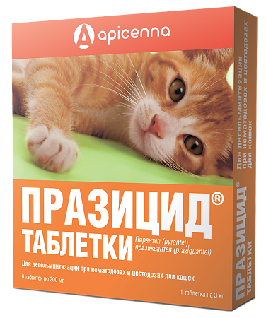 Празицид для кошек таблетки 200 мг 6 шт