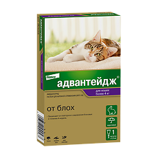 Купить Адвантейдж Капли на холку от блох для кошек более 4 кг пипетка по 0,8 мл 1 шт цена