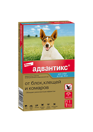 Адвантикс (Advantix) капли на холку для собак от блох,клещей и летающих насекомых от 4 до 10 кг пипетка 1 шт
