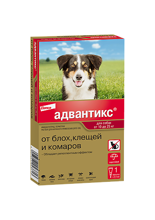 Адвантикс (Advantix) капли на холку для собак от блох,клещей и летающих насекомых от 10 до 25 кг пипетка 1 шт