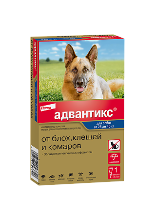 Адвантикс (Advantix) капли на холку для собак от блох,клещей и летающих насекомых более 25 кг пипетка 1 шт